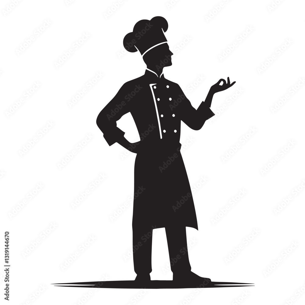 Refined Chef silhouette, balancing flavors with expertise - Chef illustration - Minimalist Chef vector - Profession silhouette
Refined Chef silhouette, balancing flavors with expertise - Chef illustration - Minimalist Chef vector - Profession silhouette