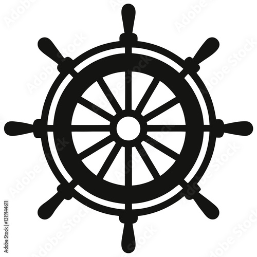 ship rudder or wheel silhouette vector illustration