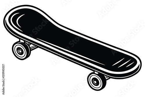 Black and white skateboard icon silhouette isolated on a white background