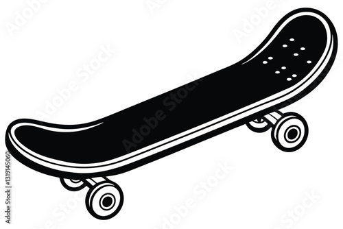 Black and white skateboard icon silhouette isolated on a white background
