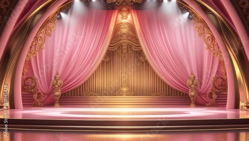 Obraz na płótnie Pink golden ceremony award stage venue background. w salonie