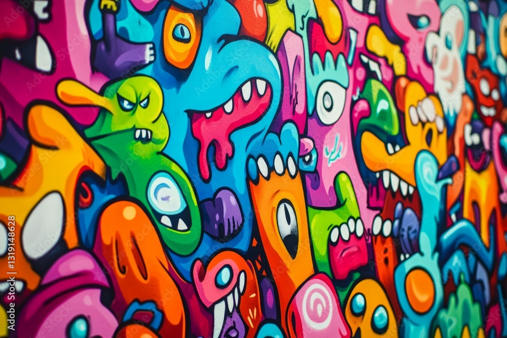 Vibrant cartoon monsters in abstract chaos. Neural network AI generated Vibrant cartoon monsters in abstract chaos. Neural network AI generated