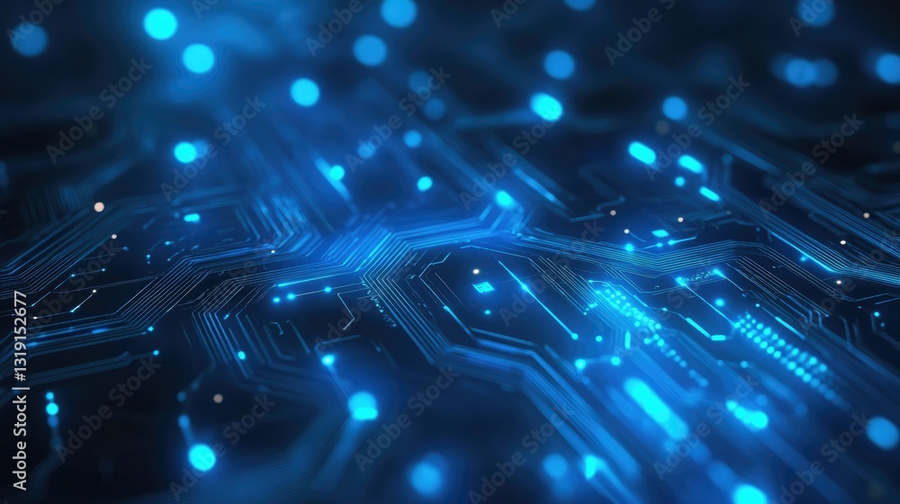 Fototapeta premium Abstract futuristic glowing blue technology background with circuit-like details
