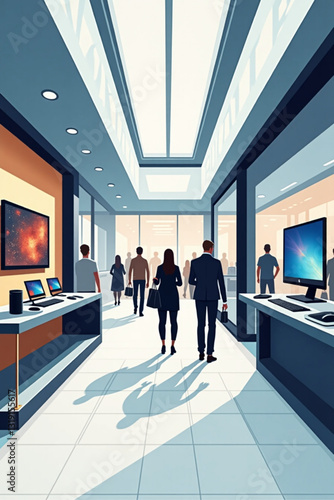 Modern Hotel Lobby Vector Art, Sleek Reception Area, Contemporary Interior Design, Hospitality Ambiance, Welcoming Space, Elegant Furniture, Stylish Decor, Travel Accommodation Graphic