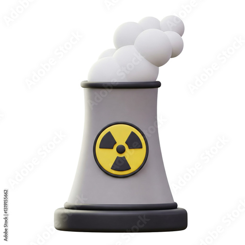 Collection of 3D Nuclear Reactor Cooling Chimneys and Steam Exhaustions Isolated