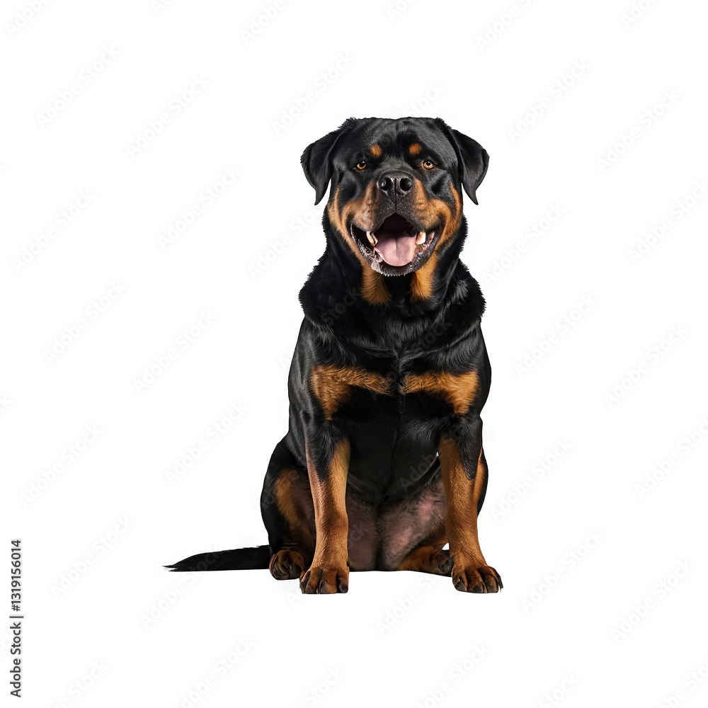 Portrait of a rottweiler standing standing straight and cool front view generative AI Portrait of a rottweiler standing standing straight and cool front view generative AI