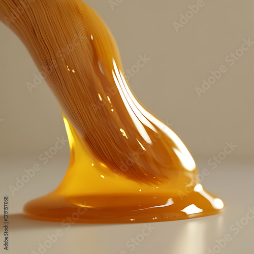 Wooden Honey Dipper Dripping Golden Honey Isolated on White Background,honey dripping from wooden spoon,Wooden Honey Dipper Dripping Golden Honey Close-Up on White Background,Honey dripping,Ai