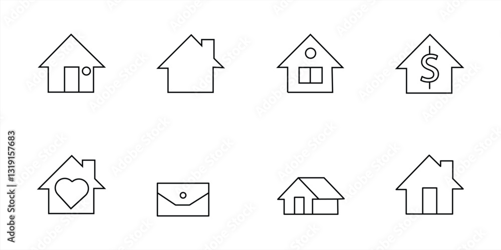 Fototapeta premium House Vector Line Icons Collection. Contains Contract Closing symbols .vector illustration