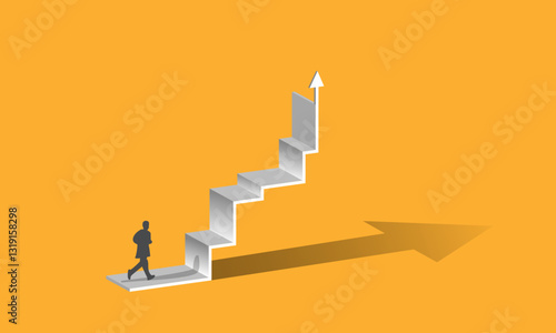 The concept of successful economic growth of a business,
 moving up the career ladder. Vector image