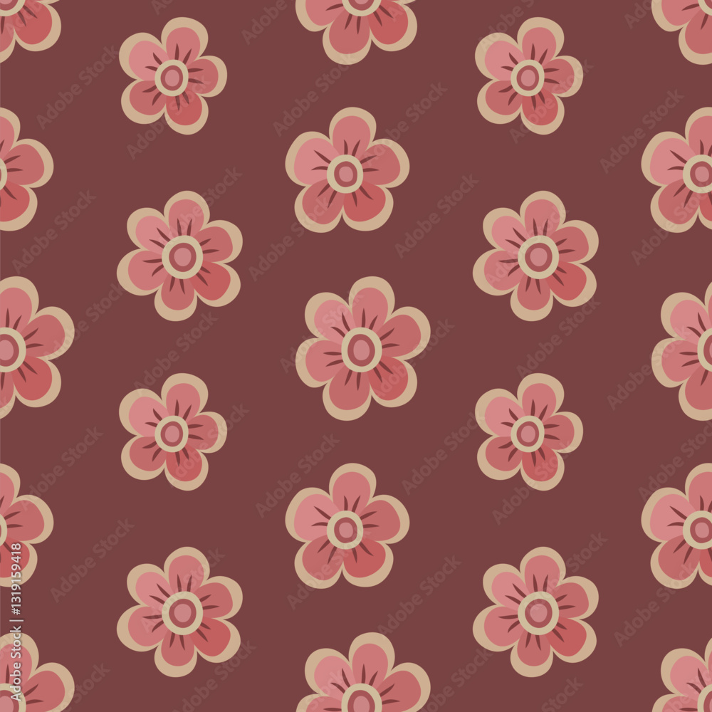 Tile pattern with elegant pink flowers Tile pattern with elegant pink flowers