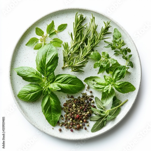 fresh herbs and spices on a plate 