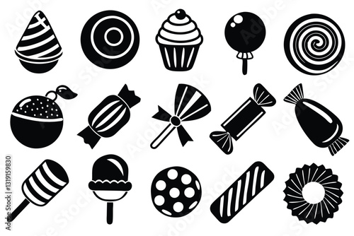 Sweet candy icon set. Simple set of sweet candy vector icons for web design on white background