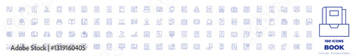 100 Book Icons Collection. Thin line icon. Editable stroke. book, magic book, law book, audio book, history book, book shelf, open book, bookkeeping, guide