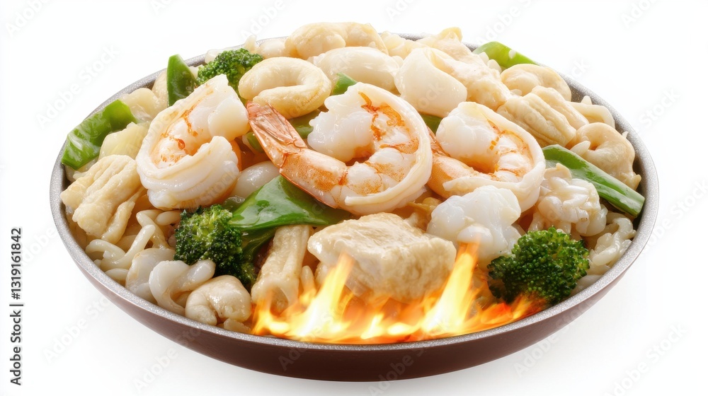 Sizzling Seafood Stir Fry with Broccoli and Snow Peas Sizzling Seafood Stir Fry with Broccoli and Snow Peas