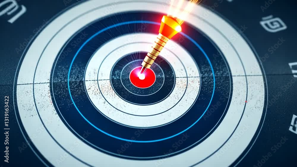 Achieving precision: Dart hitting the bullseye for target mastery and strategic focus Achieving precision: Dart hitting the bullseye for target mastery and strategic focus