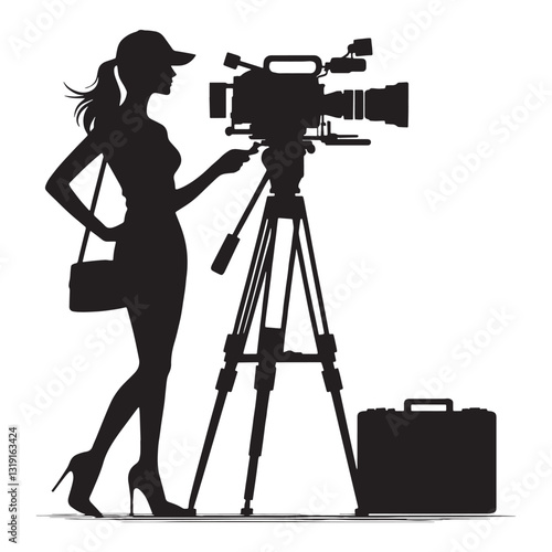 Blockbuster Filmmaker silhouette, creating global cinematic spectacles - Filmmaker illustration - Minimalist Filmmaker vector - Profession silhouette
