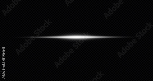 Laser white lines of light. Horizontal neon light. Neon blue horizontal speed lines. Glowing stripes. Laser beams. Motion and speed light lines in neon colour. Beautiful flashes of light and sparks.
