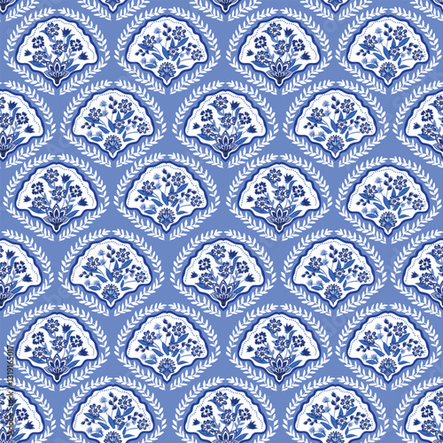 Trendy stylish  floral pattern with paisley and indian flower motifs. damask modern style pattern