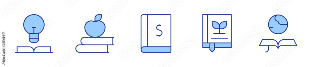 book, apple, bookkeeping. Book Icon vector illustration. Line Duotone style. Editable stroke book, apple, bookkeeping. Book Icon vector illustration. Line Duotone style. Editable stroke