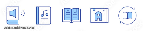 book, audio book, music book. Book Icon vector illustration. Line Duotone style. Editable stroke