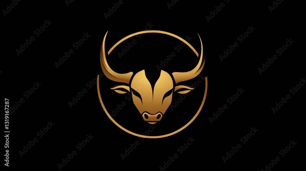 Gold bull head logo design; use in branding materials Gold bull head logo design; use in branding materials