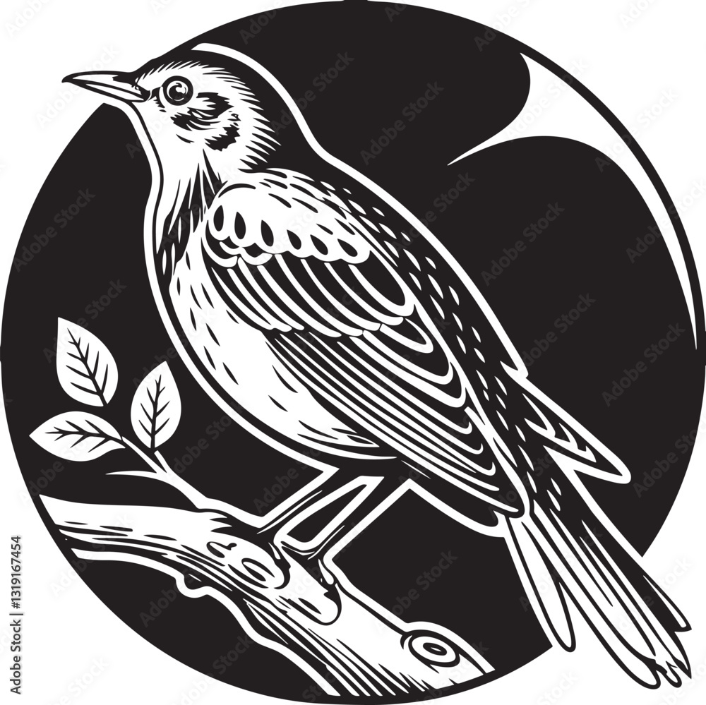 Obraz premium common nightingale bird silhouette printable design