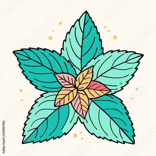 Mint leaves icon featuring vibrant colors, nature concept