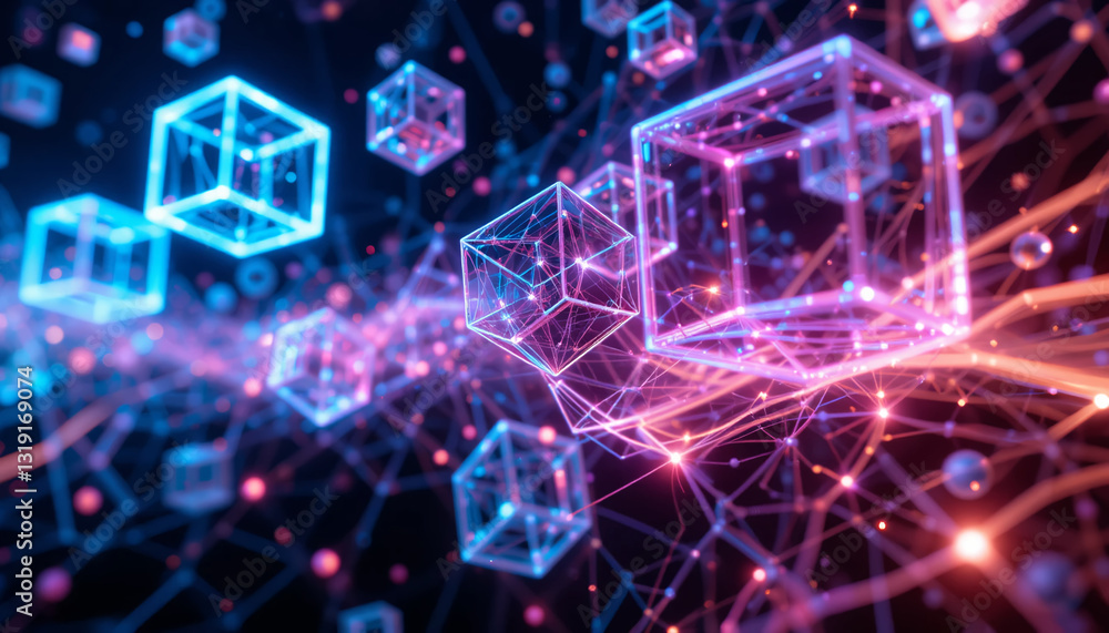 Luminous cuboid as a digital background Luminous cuboid as a digital background
