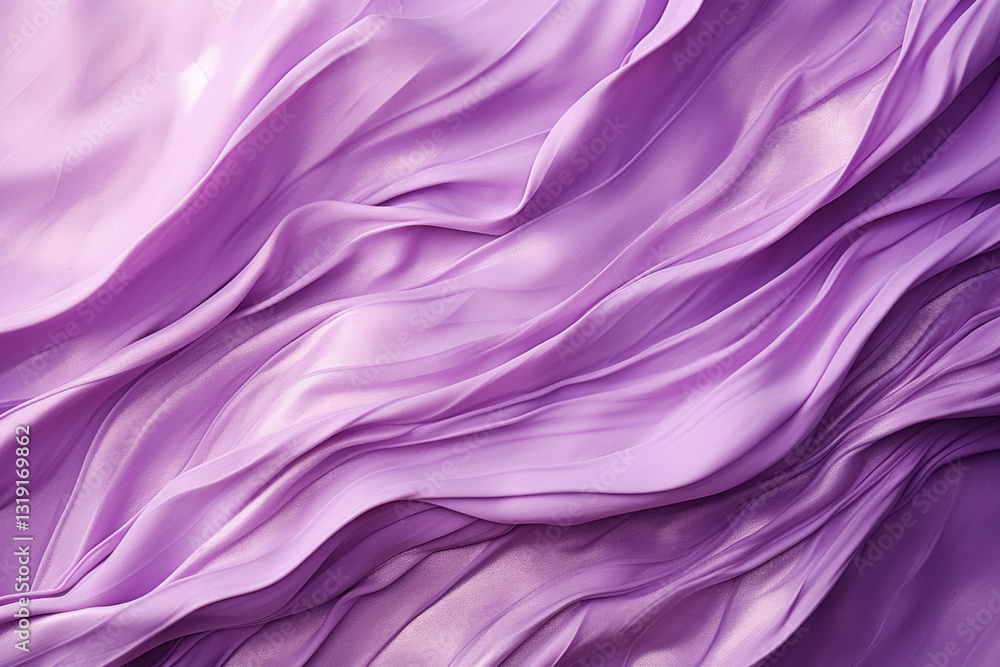 Flowing lavender fabric draped elegantly in soft and serene arrangement, bright, beautiful background with textile Flowing lavender fabric draped elegantly in soft and serene arrangement, bright, beautiful background with textile