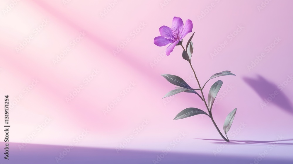 Naklejka premium 3D Rendered Purple Flower on Pastel Background