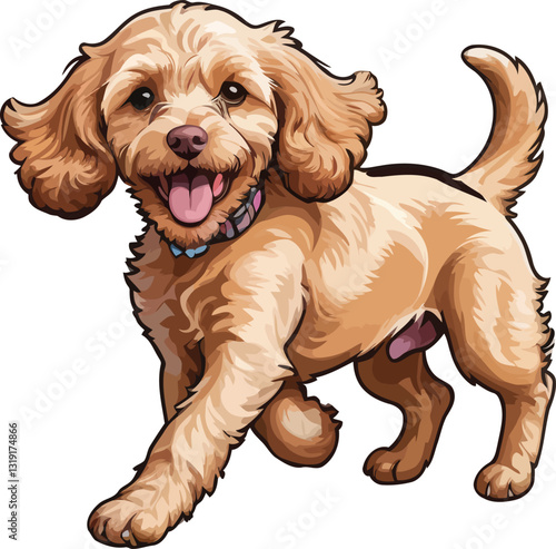 Watercolor Cockapoo Dog Art – Apricot Puppy Digital Print for Pet Decor