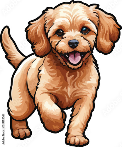 Fluffy Cockapoo Apricot Dog Illustration – Perfect for Prints and Gifts
