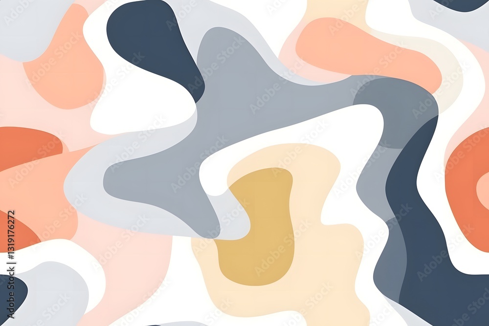 Seamless Minimalist Patterns: Abstract Organic Shapes in Soft Pastel Tones Seamless Minimalist Patterns: Abstract Organic Shapes in Soft Pastel Tones