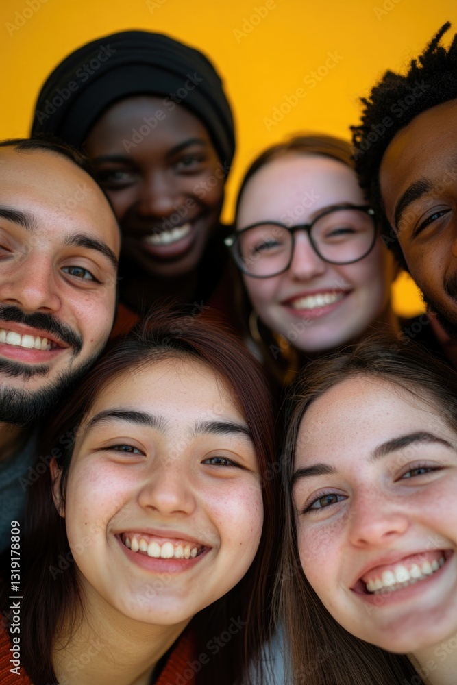 A friendly group of people smiling at the camera, enjoying a social event with vibrant energy and diverse age groups. Outdoor setting with colorful background. A friendly group of people smiling at the camera, enjoying a social event with vibrant energy and diverse age groups. Outdoor setting with colorful background.
