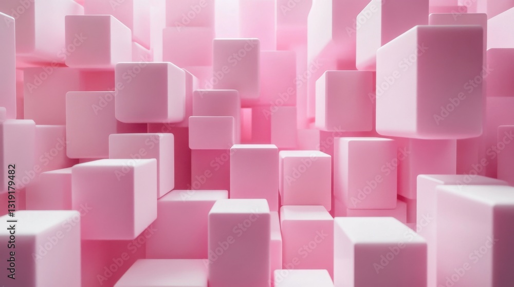 Fototapeta premium a pink room with a lot of white cubes