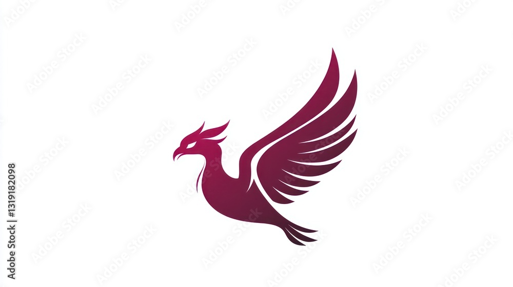 Obraz premium Stylized phoenix flying, abstract graphic design