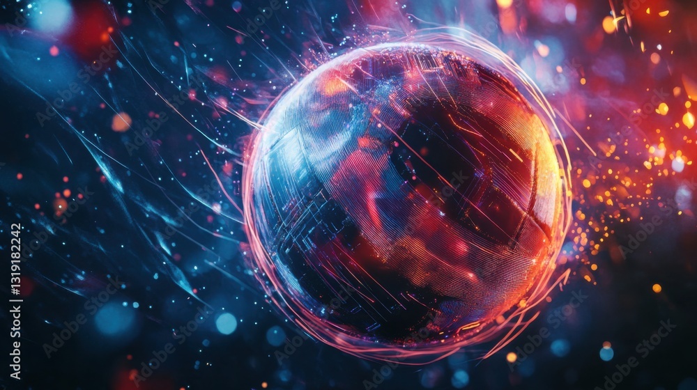 Obraz premium a sphere with a glowing surface and a blurry background