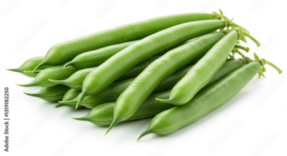 Fresh Green Beans with Tips Isolated on White Background Fresh Green Beans with Tips Isolated on White Background