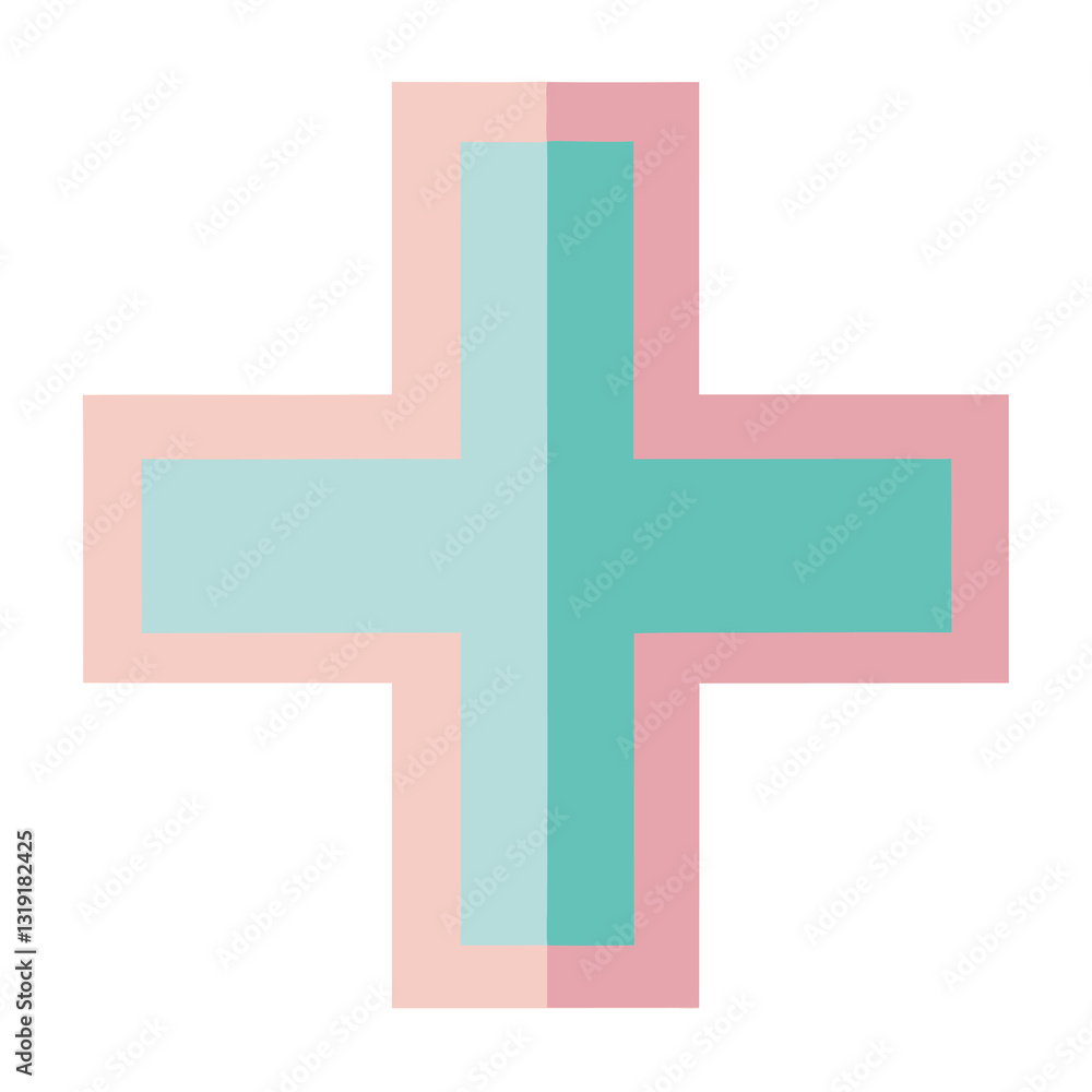 Fototapeta premium Modern Pastel Cross. Bold and Minimalist Flat Vector Design hope icon faith clean style 