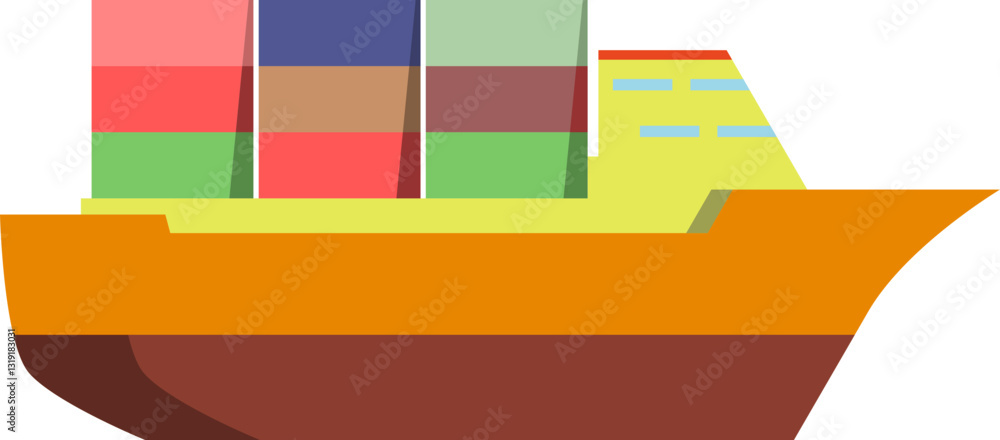 Obraz premium simple cargo ship transporting several containers