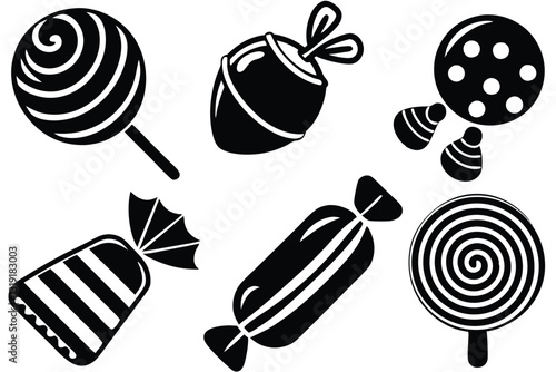 Sweets and candy icon set on white background