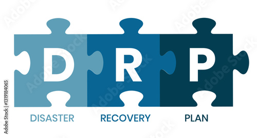 DRP - Disaster Recovery Plan business concept background. vector illustration concept with keywords and icons. lettering illustration with icons for web banner, flyer, landing page