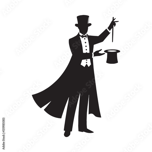 Puzzle Master Magician silhouette, challenging minds with magical riddles - Magician illustration - Minimalist Magician vector - Profession silhouette
