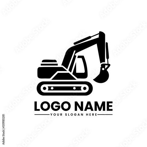 Excavator Vector Logo | Heavy Equipment Illustration | Construction Machinery Emblem