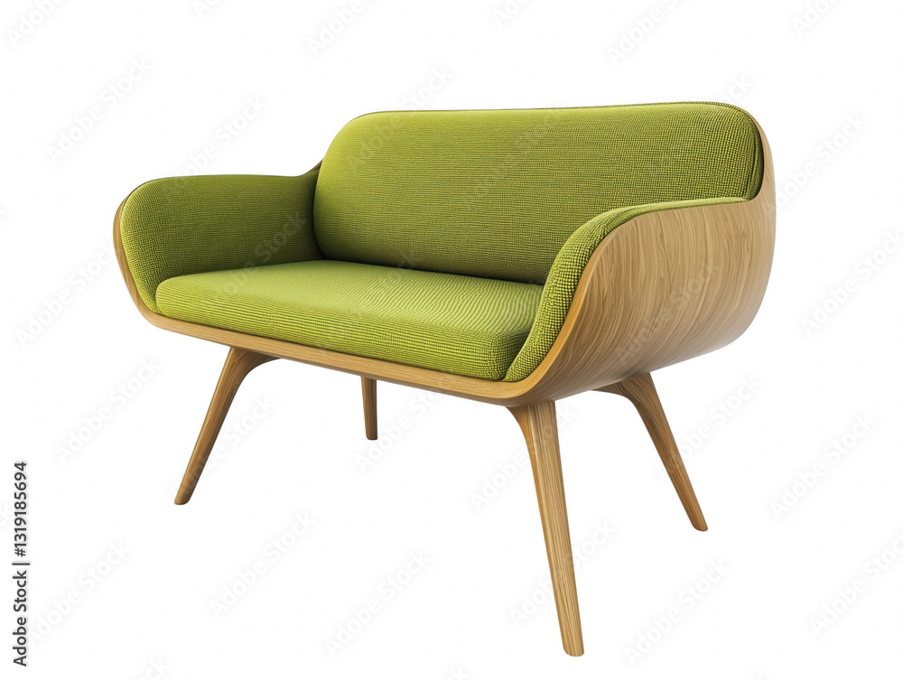 Stylish green chair isolated on a white background showcasing modern design and sleek lines for interior decor Stylish green chair isolated on a white background showcasing modern design and sleek lines for interior decor