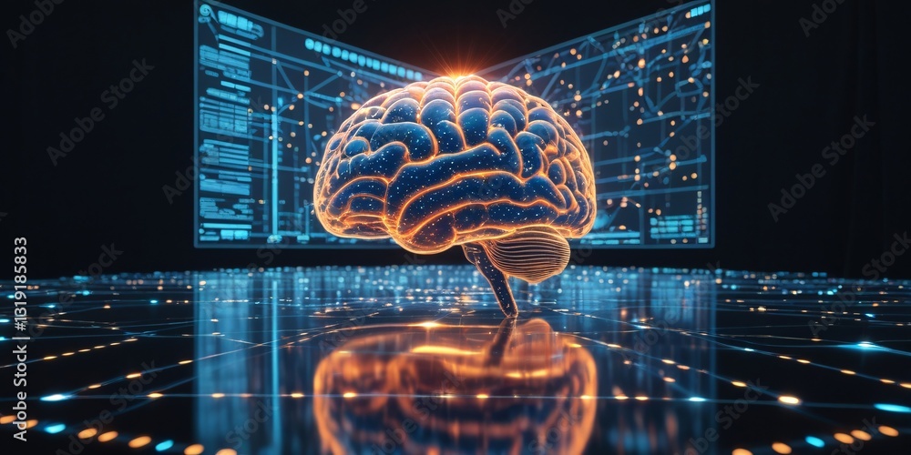 Obraz premium The most advanced holographic digital brain of the future