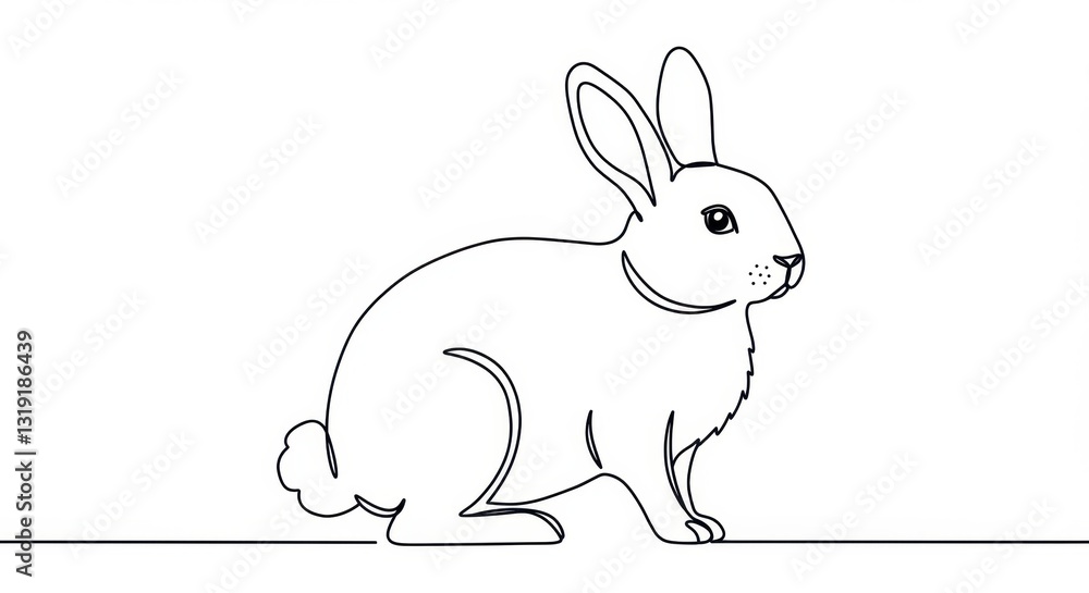 Fototapeta premium Simplified Line Drawing of a Rabbit
