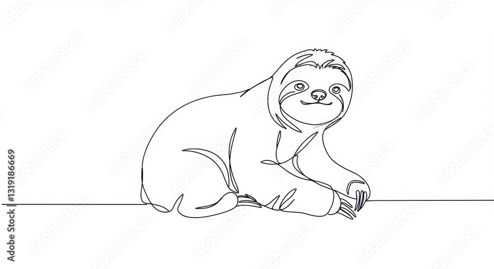 Obraz premium Simplified Line Drawing of a Sloth