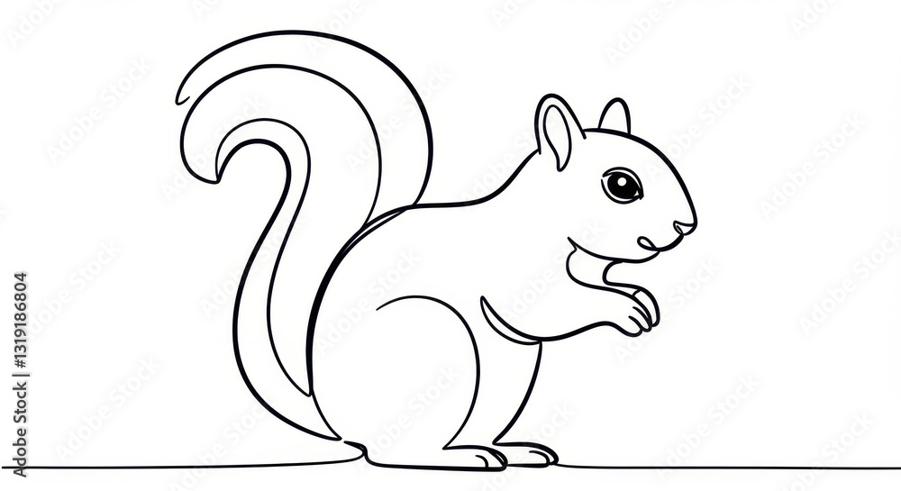 Simplified Line Drawing of a Squirrel Simplified Line Drawing of a Squirrel