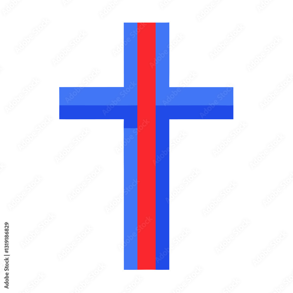 Obraz premium Modern Minimalist Easter Cross. Blue Strokes Vector Illustration flat hope icon faith clean